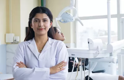 confident-nepali-doctor-female-asian-standing-dental-hospital